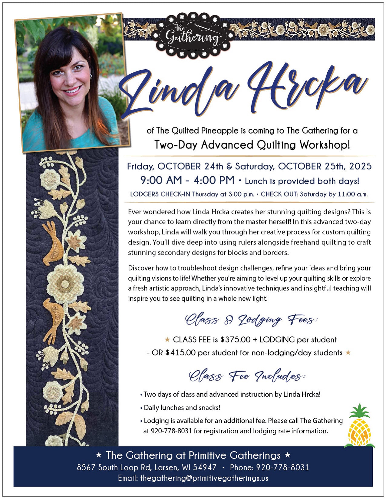 All New 2 Day Intensive Custom Quilting Workshop